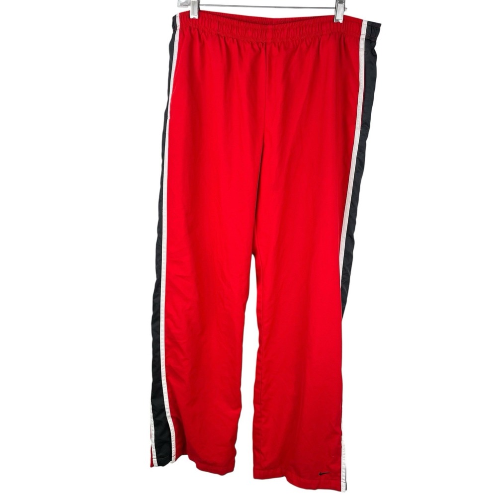 Vintage Nike Basketball Pants Lined‎ Red Swoosh Side Stripe Men's Size Large